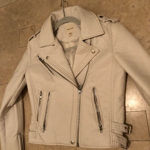 CREAM FAUX LEATHER JACKET
